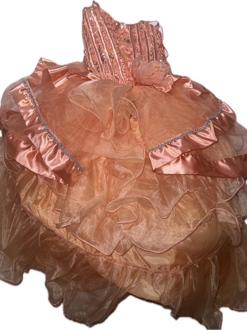 Frankie’s Imports Girls Peach Organza Ruffle Party Dress Size 6